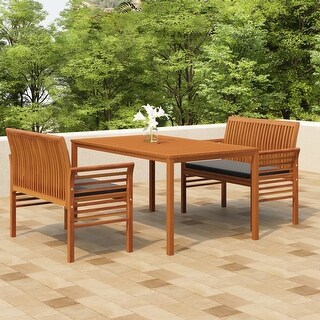 3 Piece Patio Dining Set with Cushions Solid Wood Acacia - Bed Bath ...
