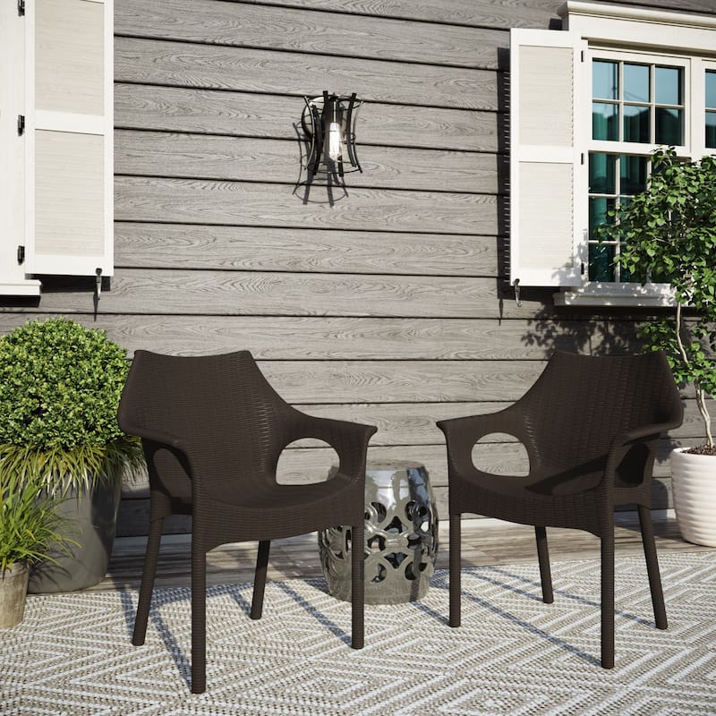 Cambridge Plastic Resin Outdoor Chairs (Set of 2) - Brown