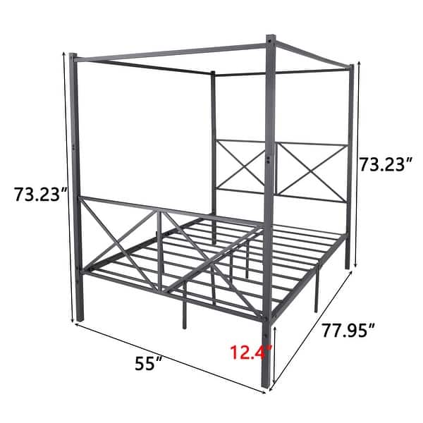 Vintage Metal Canopy Bed Frame - Full Size for Timeless Bedroom Style