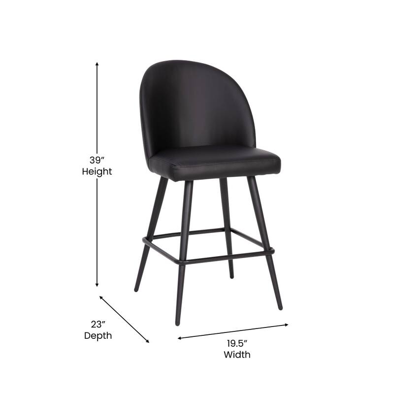 Set of 2 Upholstered Counter Stools with Steel Frames