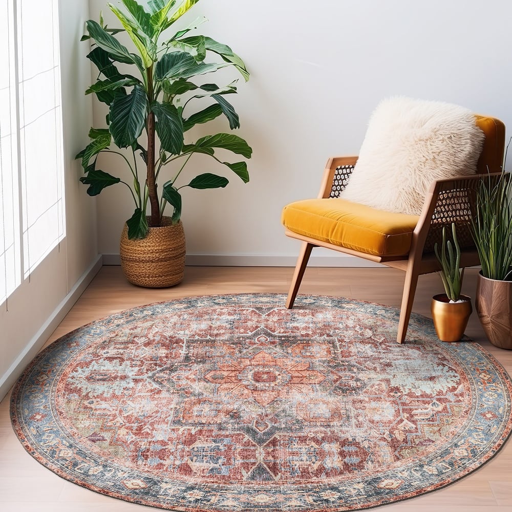 World Rug Gallery Traditional Distressed Washable Area Rug