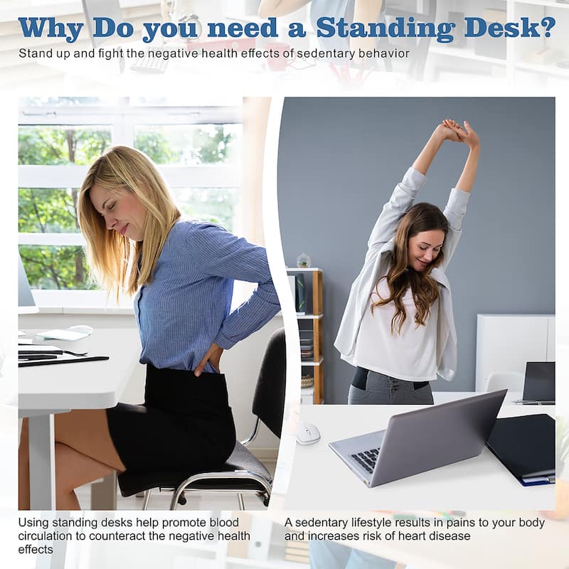 Futzca Height Adjustable Electric Standing Desk Sit Stand Computer Stand up Desk with Splice Board(White)