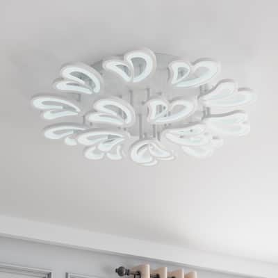 Modern White Butterfly Design Semi Flush Mount LED Dimmable Ceiling Light