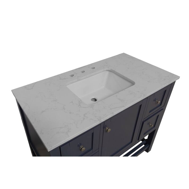 KitchenBathCollection Lakeshore 42" Bathroom Vanity with Engineered Carrara Top