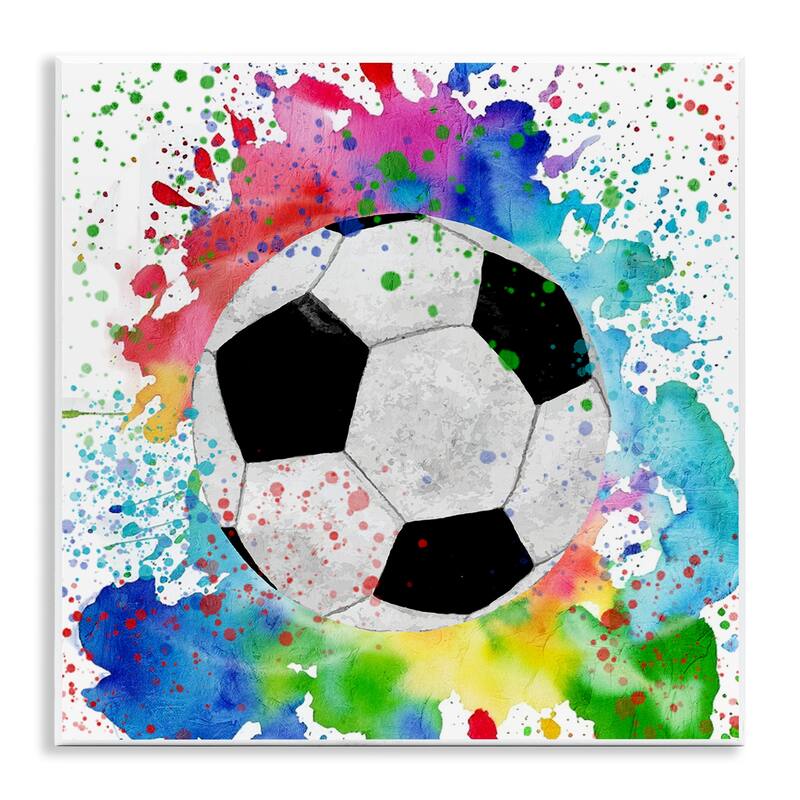 Stupell Vivid Splash & Soccer Ball Wall Plaque Art Design By Kim Allen - 12 x 12