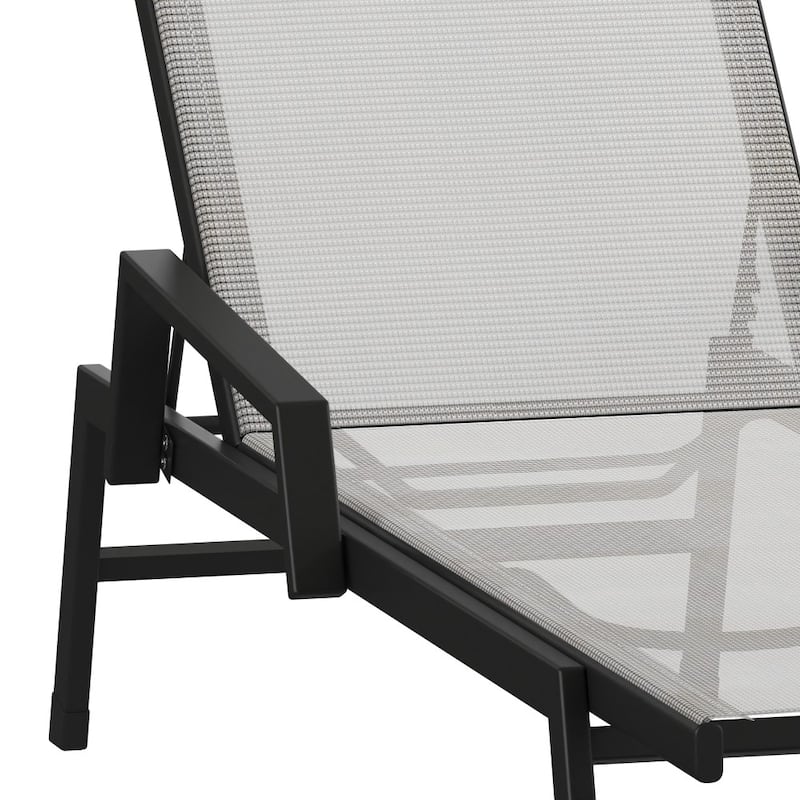 All-Weather Textilene Adjustable Chaise Lounge Chair with Arms