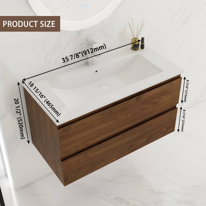 BNK 24"/30"/36'' Single Sink Bathroom Vanity with Two Soft Close Drawers