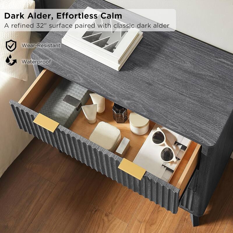 Modern fluted 3 Chest of Drawers, Dresser for Bedroom, Living Room