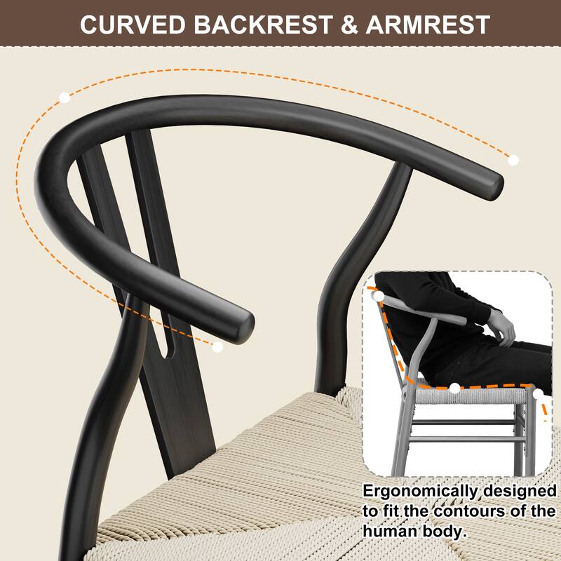 Set of 2 Handwoven Boho Dining Chairs