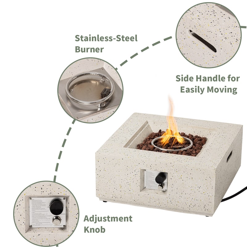 COSIEST Outdoor Square Propane Fire Pit Table, 40000BTU