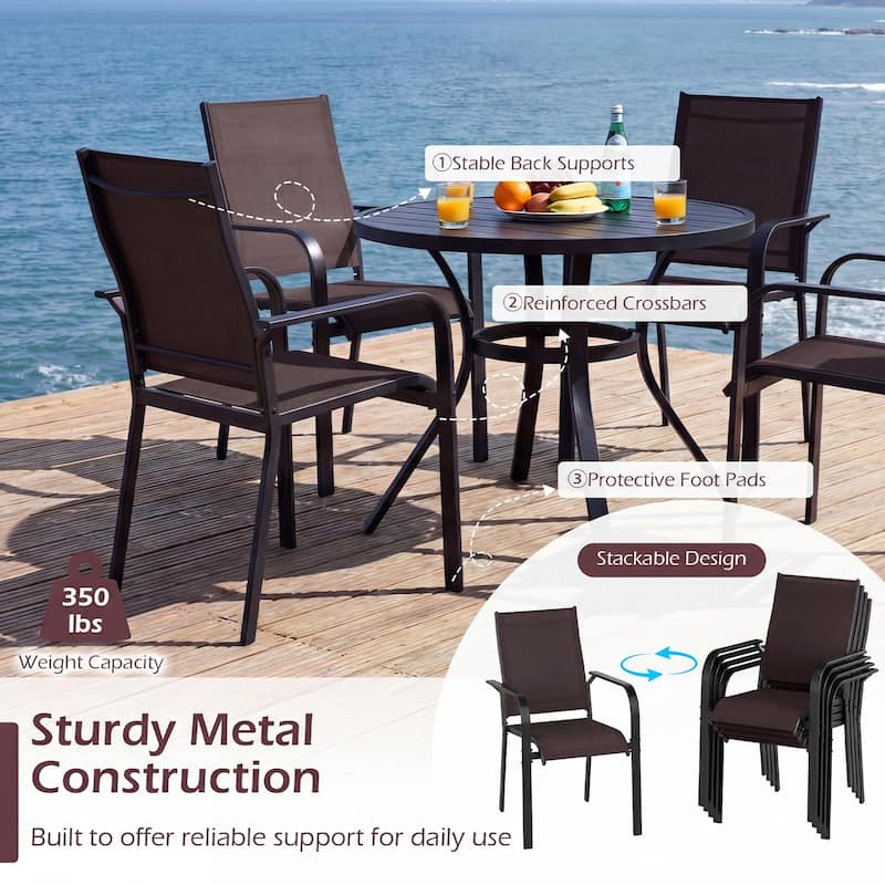 Gymax 9PCS Patio Dining Set Rectangular Table & Stackable Chairs
