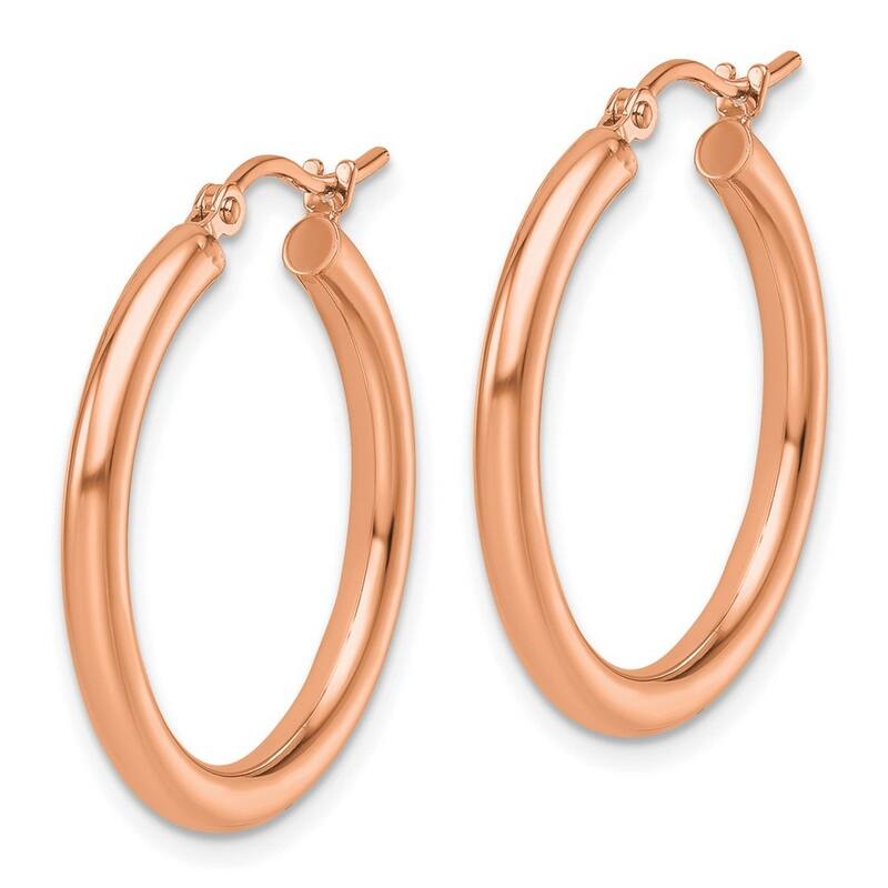 Curata 14k Rose Gold Polished Lightweight Tube Hoop Earrings - 2.5mm