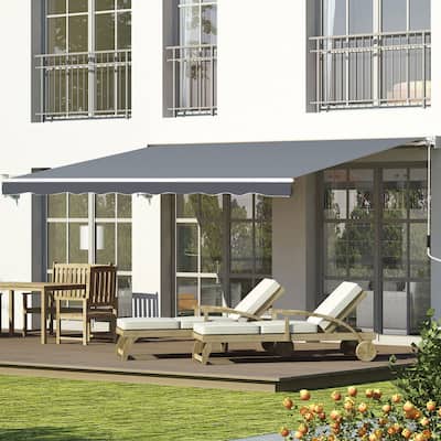 8'x7' Patio Sunshade Awning, Grey