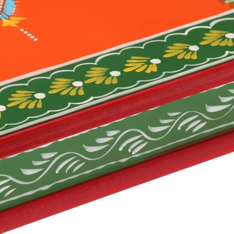 vidaXL Coffee Table Multicolor with orange base Solid mango wood Compact - 21.3 x 21.3 x 11.8