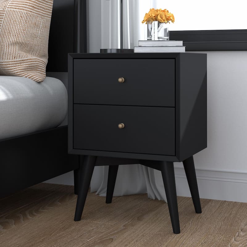 Century Modern Wood 2 Drawer Nightstand