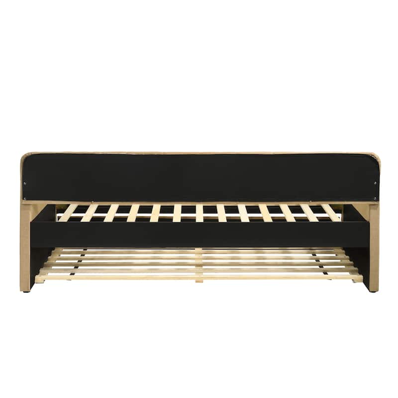 Exodel Contemporary Twin Upholstered Tufted Day Bed with Trundle by Furniture of America