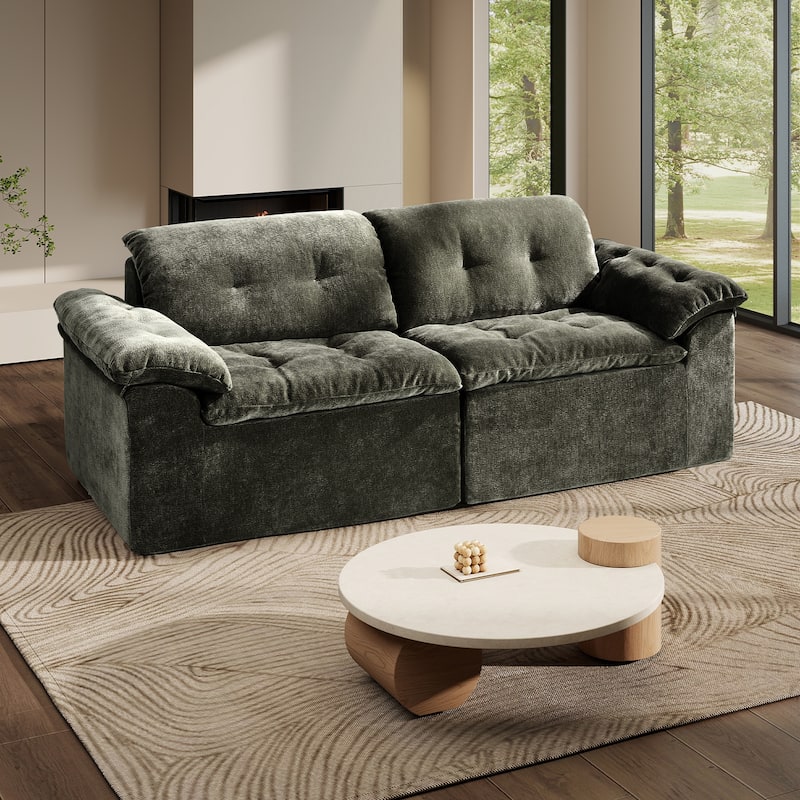 Rossetta Modular Design Cushioned Modular Chenille Fabric Sleeper Loveseat Sofa
