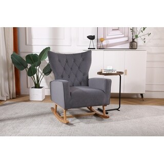 Velvet Tufted Rocking Chair for Livingroom High Back Accent Chair w ...