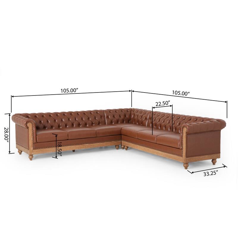 Castalia Chesterfield Tufted 7-seat Sectional Sofa by Christopher Knight Home - 114.00" L x 70.00" W x 31.50" H