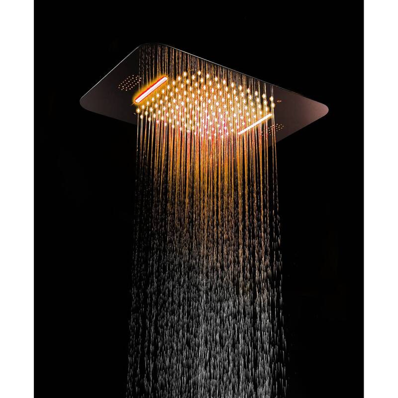 DeerCreek 23" Shower System- LED Music Railfall Waterfall Thermostatic Faucet w/ Jets - MB - Matte Black