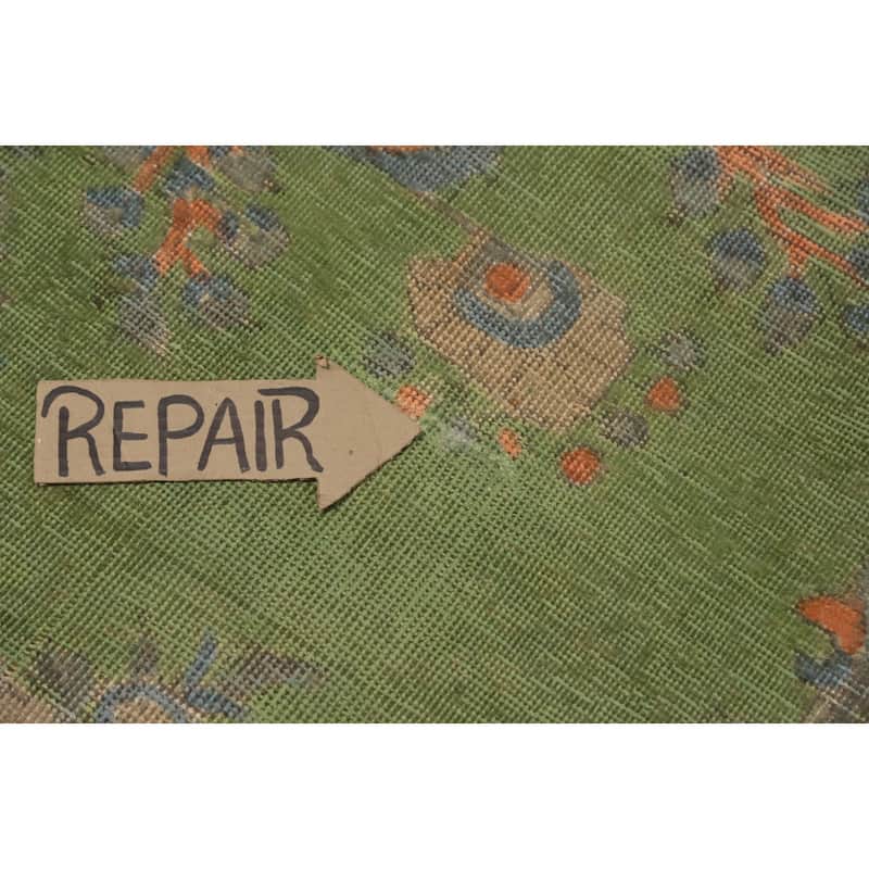 Hand Knotted Oriental 100% Wool Carpet Traditional Floral Green Tabriz Area Rug - 9' 1'' X 6' 8''