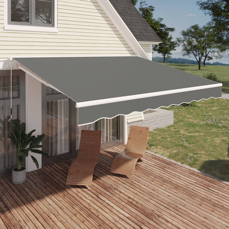 AECOJOY Manual Retractable Patio Awning Outdoor Sunshade Shelter (Cover Only)