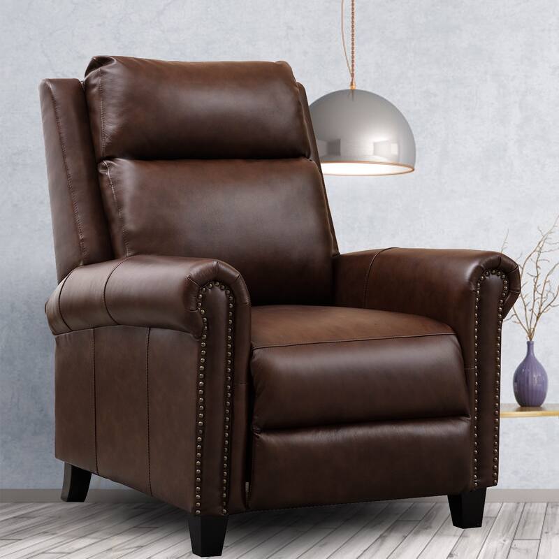 Compact Genuine Leather Manual Recliner, Stable and Easy Assembly On Sale Bed Bath & Beyond