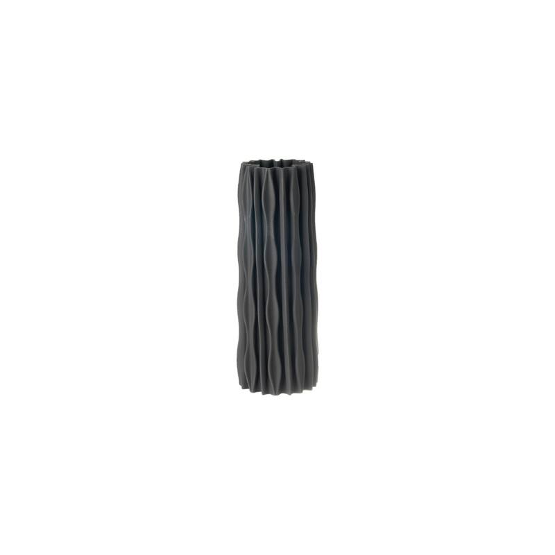 Ceramic Ribbed Cylindrical Vase - 15.5"