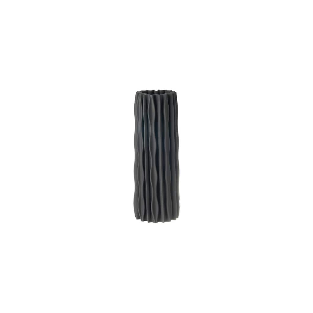 Ceramic Ribbed Cylindrical Vase - 15.5"