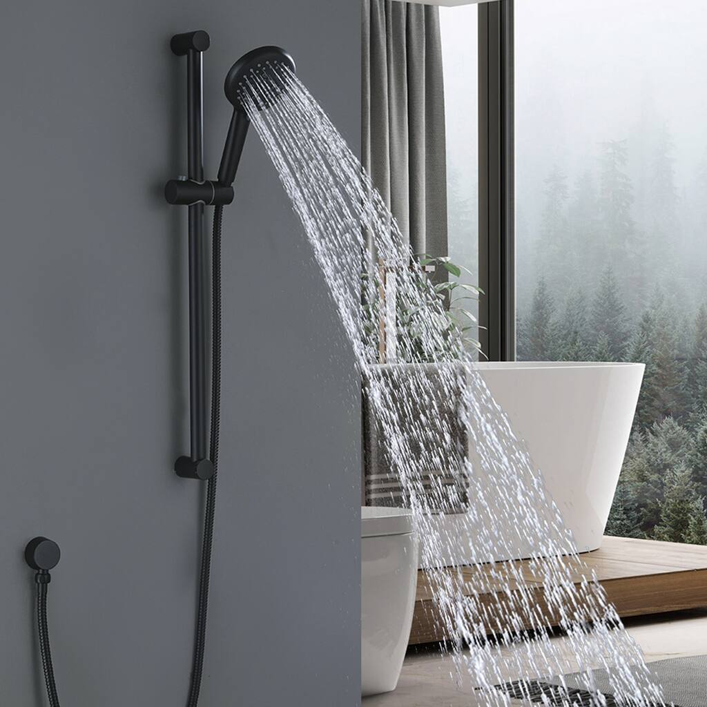3-Spray Function Hand Shower With Slide Bar Kit In Matte Black