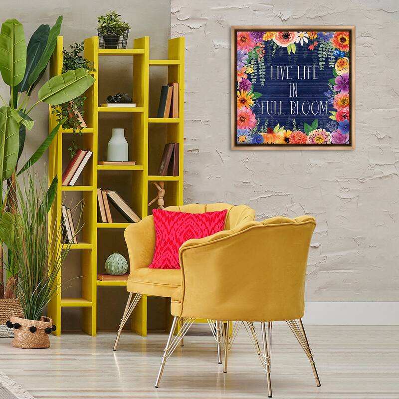 Stupell Live Life in Full Bloom Framed Floater Canvas Wall Art Design By Nicole DeCamp