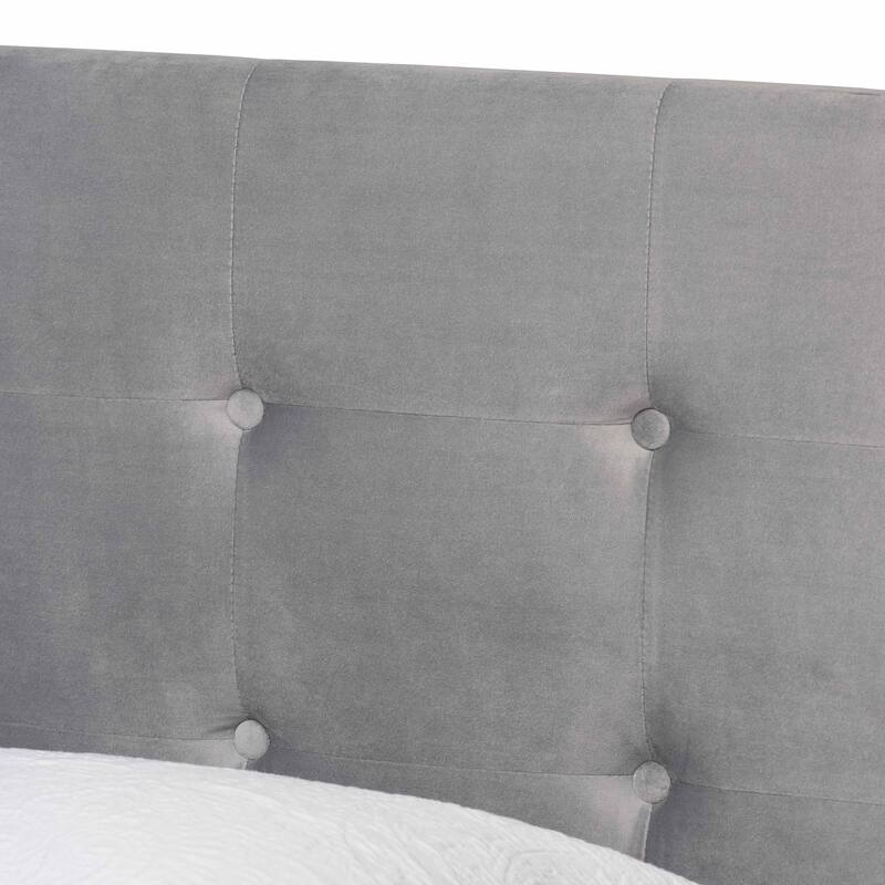 Caprice Contemporary Glam Velvet Fabric Twin Size Panel Bed