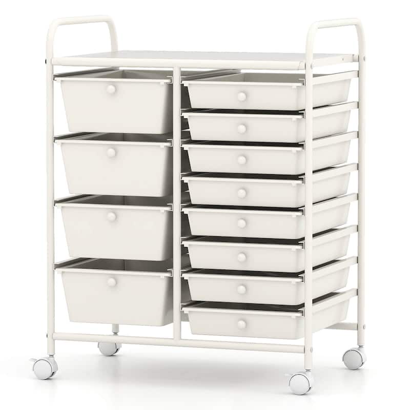 Costway 15 Drawer Rolling Storage Cart Tools Scrapbook Paper Office - See Details