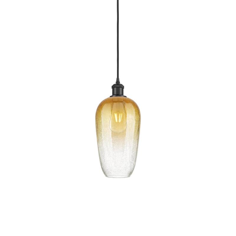 Innovations Lighting 516-1P-15-7 Brookhaven Flute Pendant Brookhaven - Matte Black / Amber