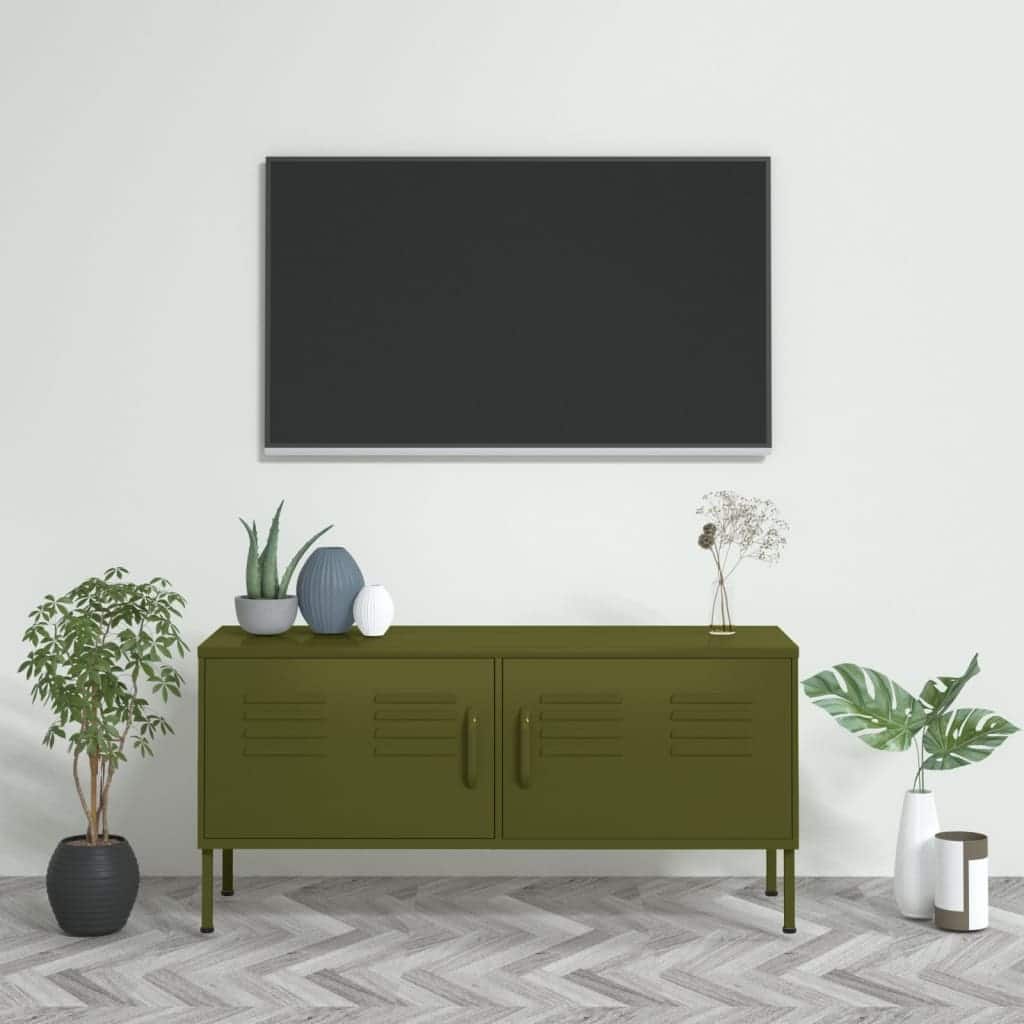 vidaXL TV Stand TV Unit Sideboard Home TV Console Media Unit Cupboard Steel - 41.3" x 13.8" x 19.7"