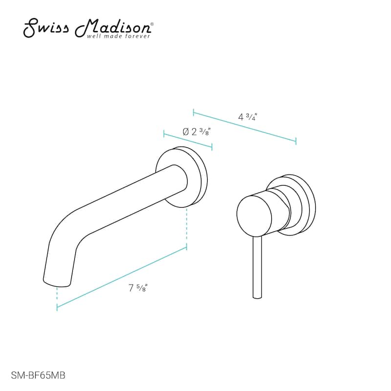 Ivy Single-Handle, Wall-Mount, Bathroom Faucet in Matte Black
