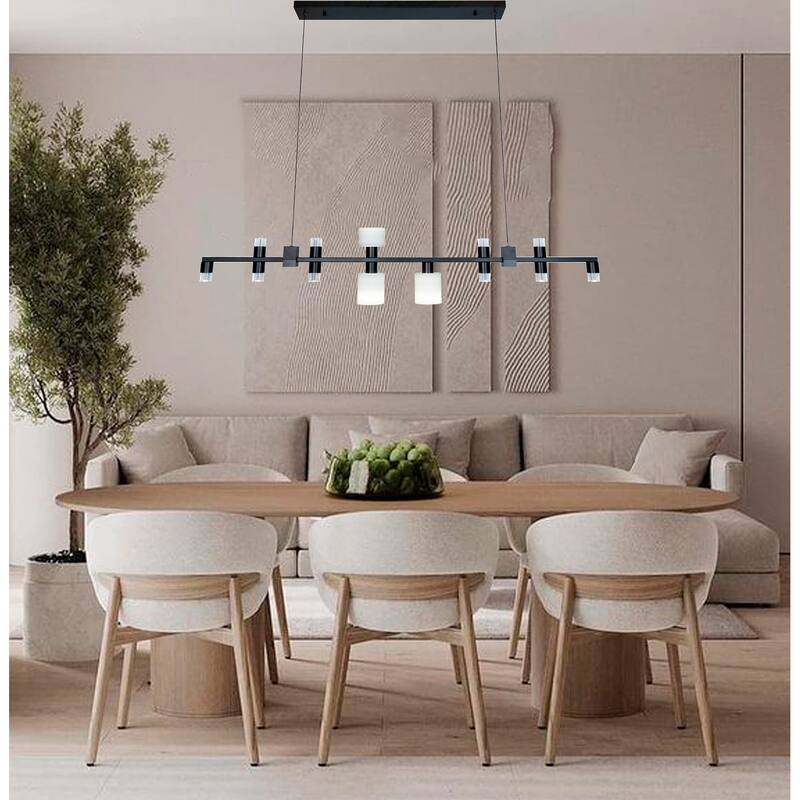 13-Light Black LED Chandelier With Glass Shades