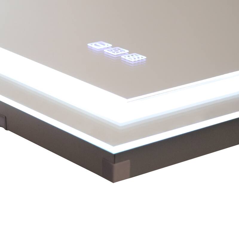 20 in. W x 28 in. H Rectangular Frameless Anti-Fog Wall Mounted Bathroom Vanity Mirror in Silver with LED Light