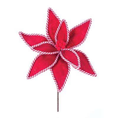 Candy Cane Poinsettia Stem (Set of 6) - 11 x 11 x 25