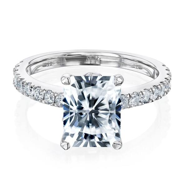 slide 1 of 12, Annello by Kobelli 14k Gold 3 1/6ct TGW Radiant Moissanite and Diamond Tulip Head Engagement Ring (GH/VS, GH/I)