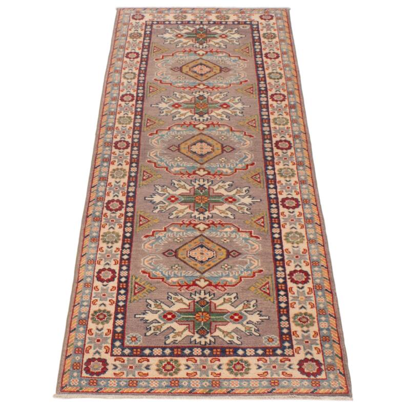 ECARPETGALLERY Hand-knotted Uzbek Ghazni Taupe Wool Rug - 2'8 x 7'11
