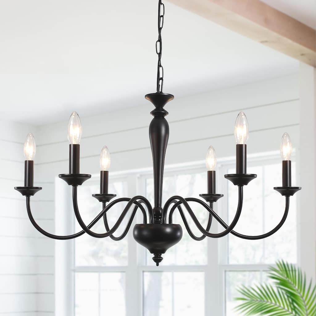 6-Light 27.95-inch Industrial Candle Chandelier Light for Bedroom Foyer