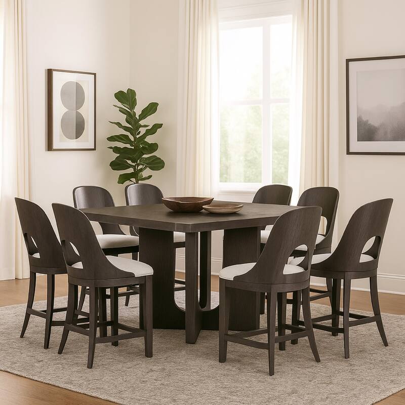 Zoko 7pc Counter Height Dining Table Set, Polyester, Ash Gray Wood