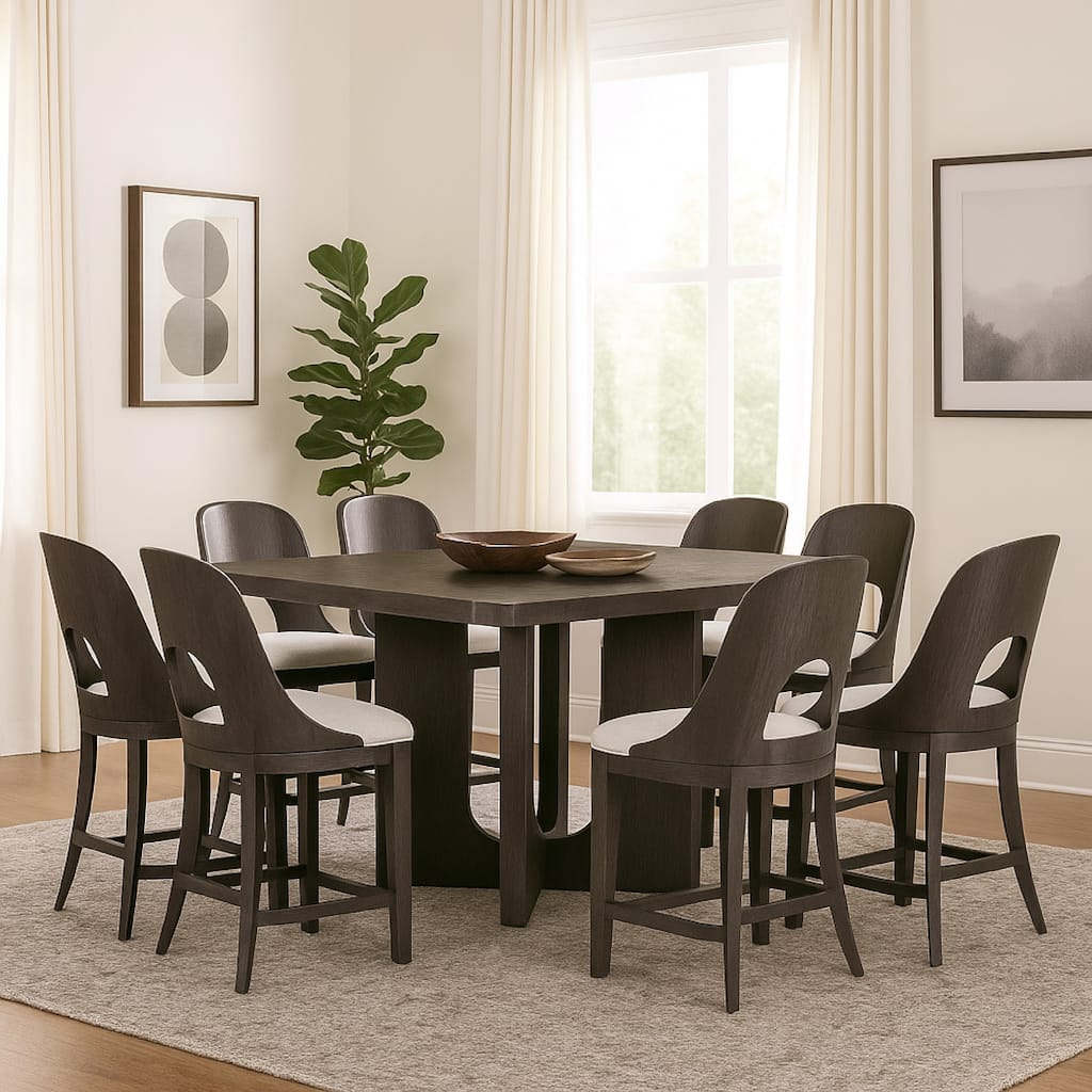 Zoko 7pc Counter Height Dining Table Set, Polyester, Ash Gray Wood