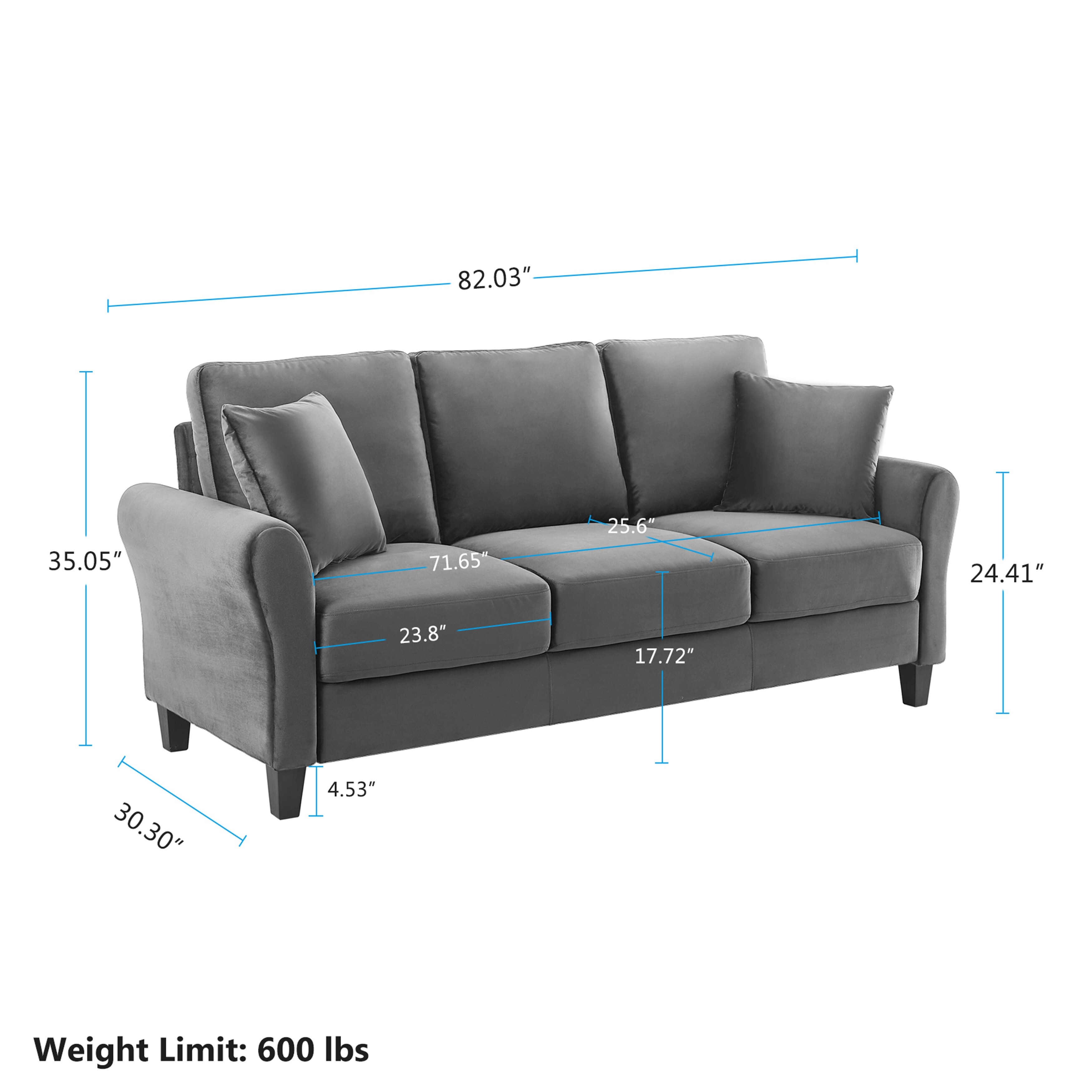 Shop 82 Inch Couch Sofa Modern Velvet Sofa 3 Seater Couch For Living Room Overstock 31636926