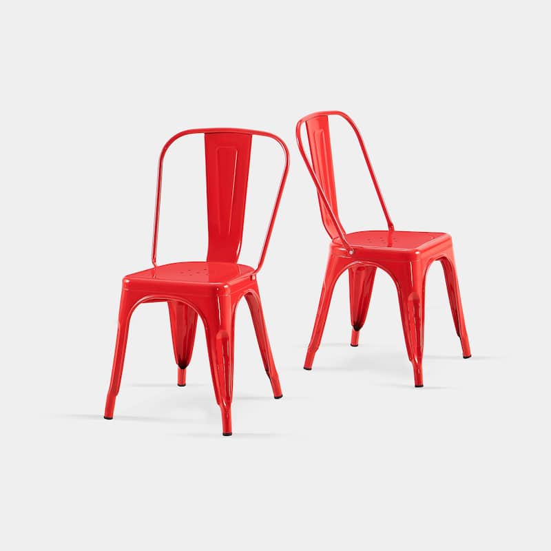 Industrial Metal 18 Inch Stackable Dining Chair Set