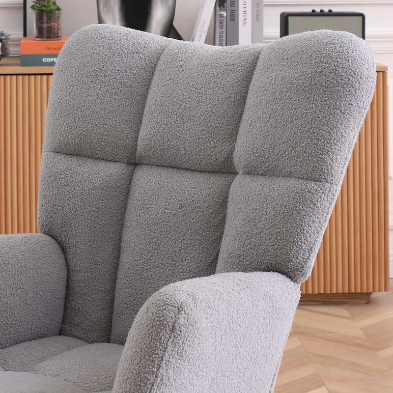 Teddy Upholstered Rocking Chair with High Backrest