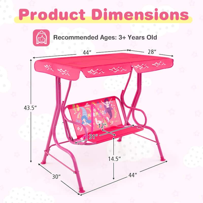 Costway 2-Seater Toddler Porch Swing Chair with Metal Stand Adjustable - See Details