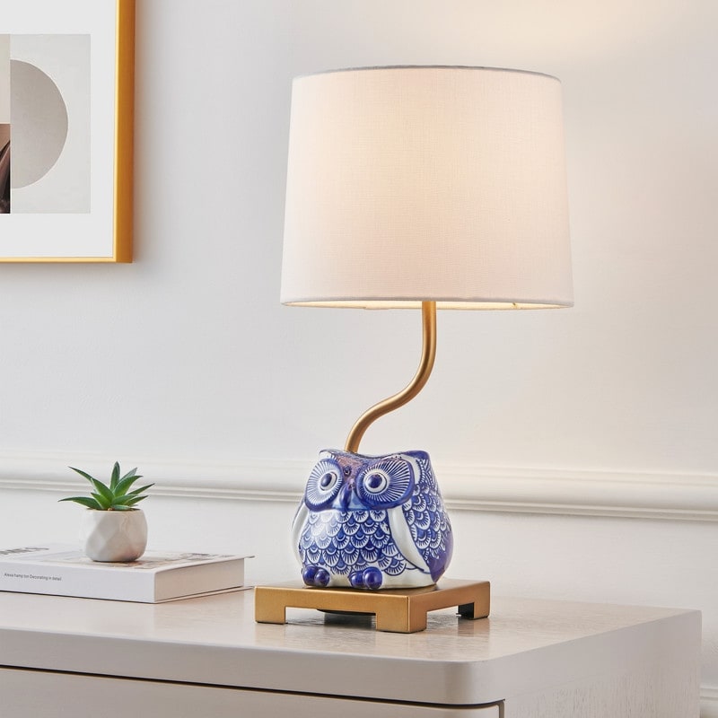 Blue owl lamp top