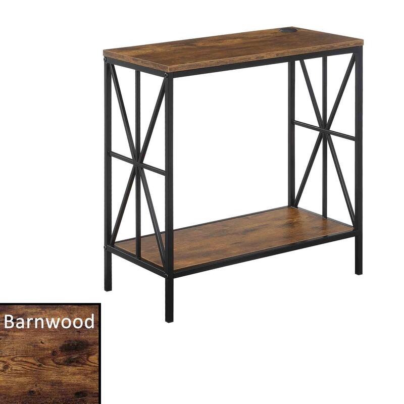 Convenience Concepts Tucson Starburst Chairside End Table with Charging Station and Shelf